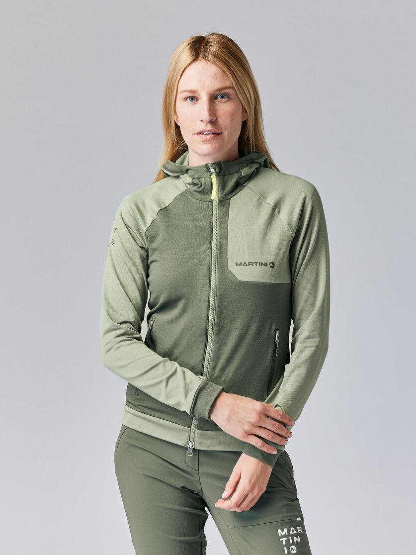 Martini Sportswear - HIGHVENTURE Midlayer Jacket W - Pile in mosstone-tendril - vista frontale modello - Donna