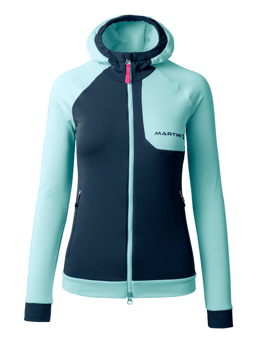 Martini Sportswear - HIGHVENTURE Midlayer Jacket W - Pile in true navy-skylight - vista frontale - Donna