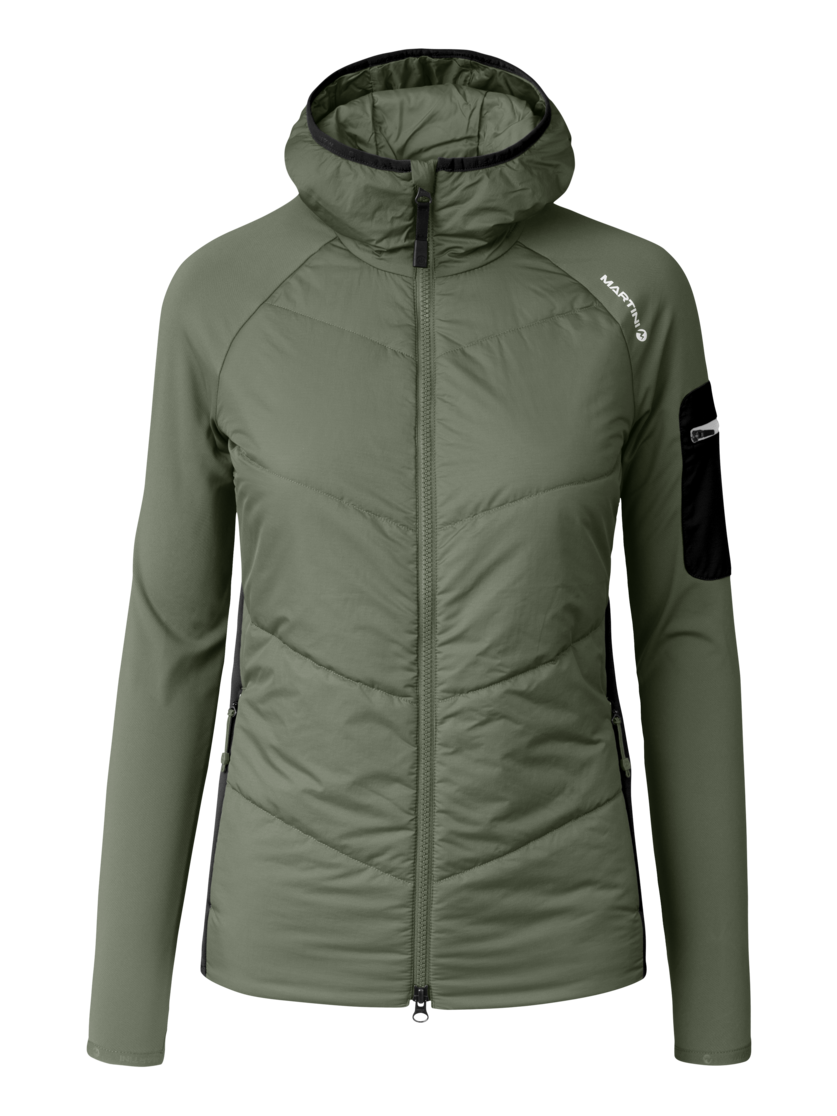 Martini Sportswear - Horizon Hybrid Jacket G-LOFT® W - Hybrid jackets in mosstone-black - front view - Women
