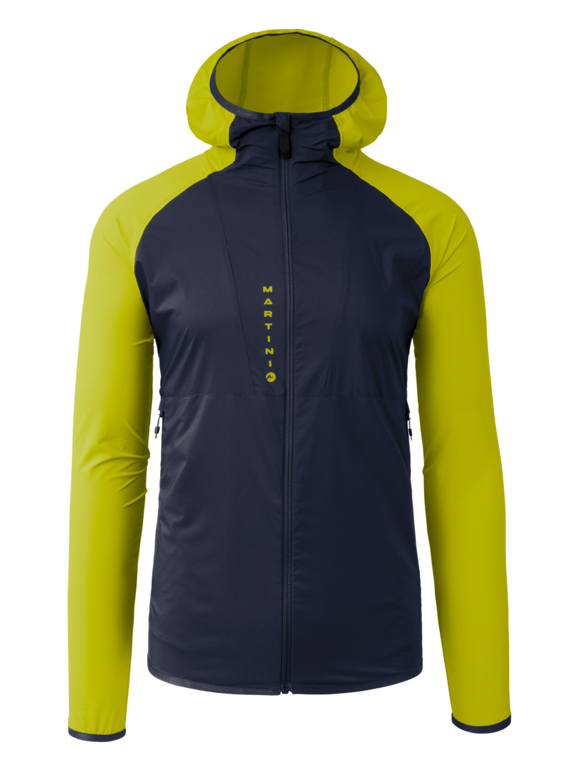 Martini Sportswear - Hillclimb WB Hybrid Hooded Jacket M - Hybridjacken in true navy-limeskin - Vorderansicht - Herren