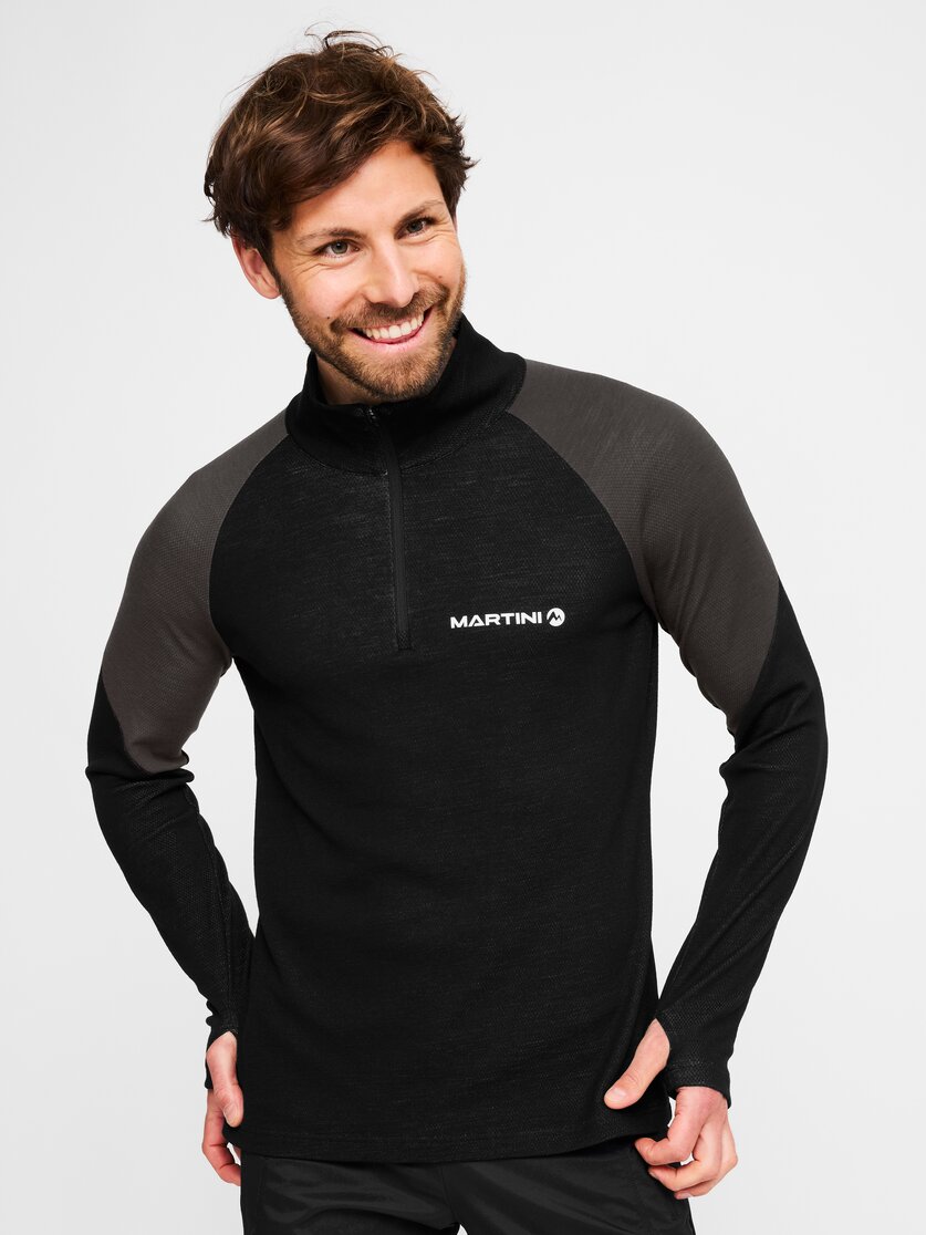 Martini Sportswear - Horizon Halfzip Shirt M - Maglie a maniche lunghe in black-granite - vista frontale modello - Uomo