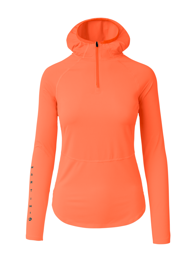 Martini Sportswear - Hillclimb ProTec Hooded Shirt W - Maglie a maniche lunghe in papaya-seaport - vista frontale - Donna