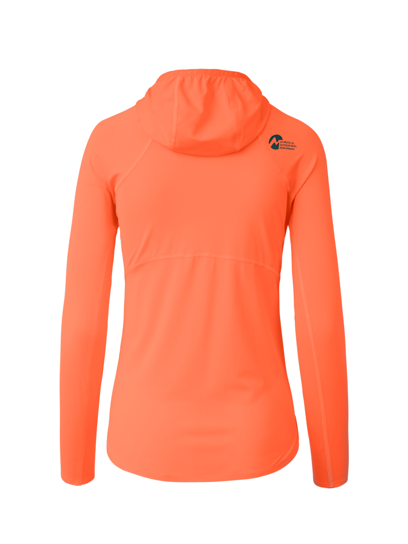 Martini Sportswear - Hillclimb ProTec Hooded Shirt W - Maglie a maniche lunghe in papaya-seaport - vista posteriore - Donna