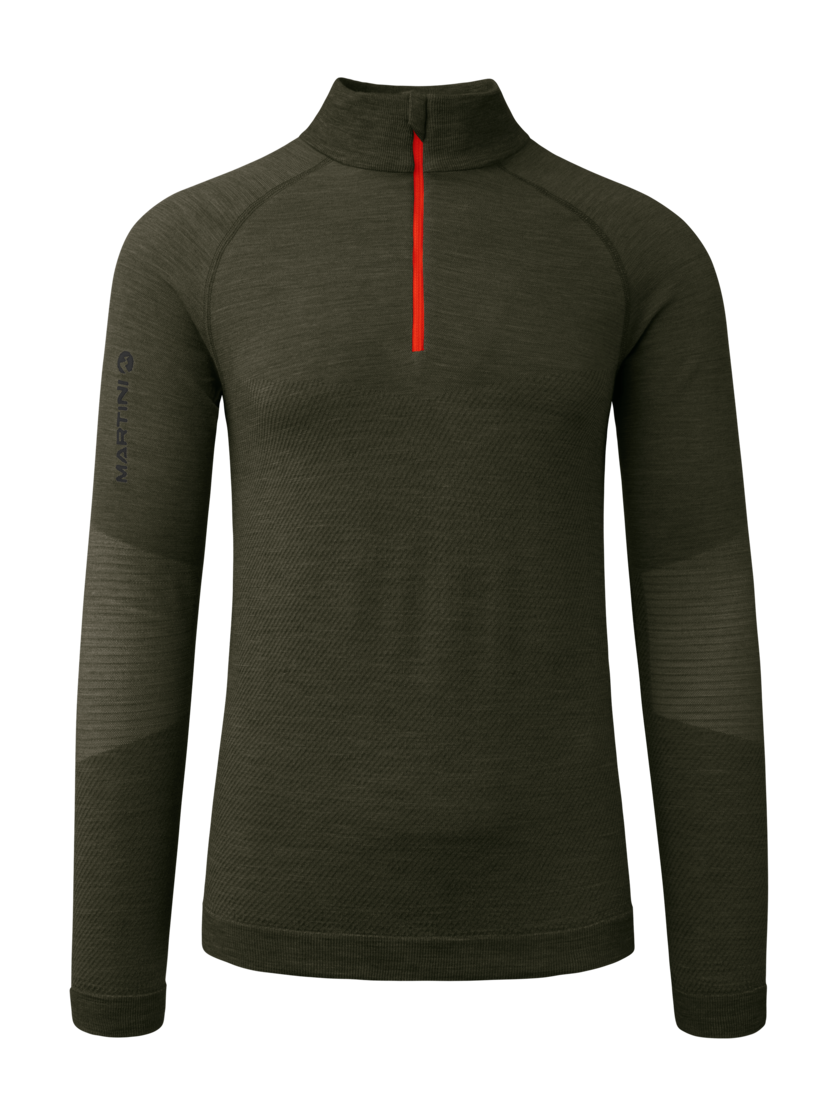 Martini Sportswear - Argon Halfzip Shirt M - Longsleeves in olive-lava - front view - Men